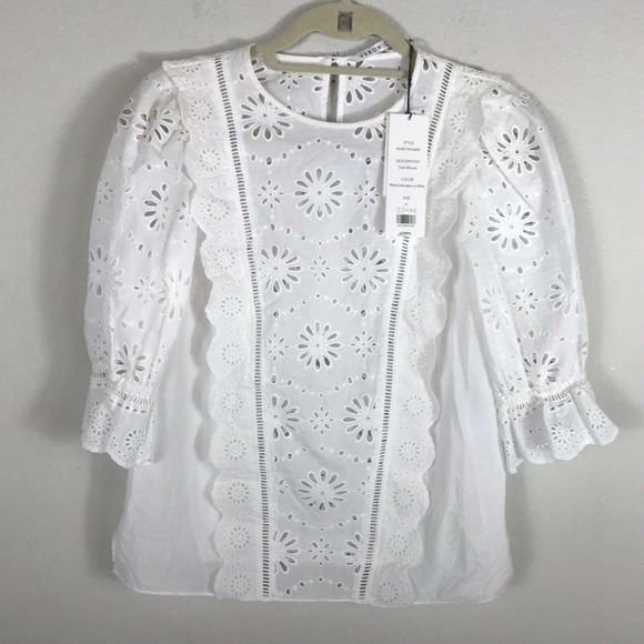 Veronica Beard Gale Blouse White Embroidery White - Picture 4 of 9